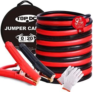 TOPDC 0 Gauge 20 Feet Jumper Cables for Car, SUV and Trucks Battery, Heavy Duty Automotive Booster Cables for Jump Starting Dead or Weak Batteries with Carry Bag
