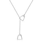 Clearine 925 Sterling Silver Horse Stirrup Pendant Necklace, Interlock Double Stirrup Necklace Birthday/Christmas/Mother's Day Jewellery Gift for Women/Girls/Animals Lover/Mom