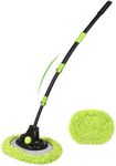 4 Sections 15°Car Wash Brush 51.6” 131cm with Telescopic Aluminum Alloy Long Handle Denser Chenille Microfiber Detail Washing Mop for Exterior Interior Car RV SUV Truck Boat Solar Panel House Clean