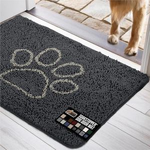 GORILLA GRIP Ultra Absorbent Grippy Doormat for Muddy Dog Paws, Machine Washable Soakstopper Rugs Cleaner Floors, Bed Mat for Dirty Dogs, Indoor Entrance Door Rug Pet Bed Mats 24x17 Charcoal
