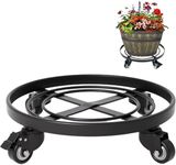 IDZO 14 Inch Heavy Duty Trolley Round Square Metal Plant Caddy, Black for Plant Pots Indoor and Outdoor