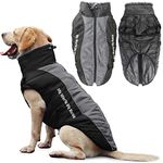 Idepet Dog Coat Warm Jacket, Reflective Pet Snowsuit Outdoor Sport Waterproof Dog Clothes Outfit Vest for Medium Large Dogs with Harness Hole