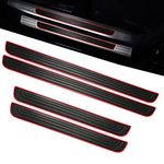 4Pcs Car Door Sill Protector, Universal Self-Adhesive Threshold Protective Stickers Silicone Protectors Anti Scratch Car Door Edge Guards Door Entry Guard Stickers Door Sill Scuff Plate Cover, Black