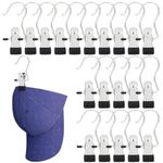 QIUKUN Hat Hangers for Closet, Metal Hat Organizer Racks for Baseball Caps 20 Pack Door Hat Racks for Baseball Caps with Large Clips, Baseball Hat Holder for Closet Storage, Fits All Caps (20, Black)