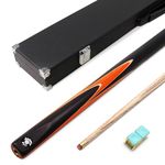 Jonny 8 Ball SNIPER 57 Inch 2 Piece Pool Cue and Case Set 8mm Tip Black Reinforced Case + 2 Chalks (Orange)