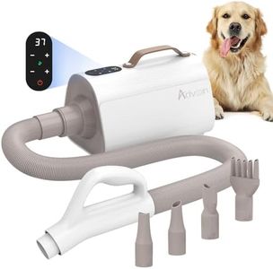 ADVWIN Dog Hair Dryer, Pet Grooming Hair Dryer Blower with Heater, LED Smart Screen with Adjustable Temperature & 5 Wind Speed, 4-in-1 Pet Grooming Dryer for Home Pet Salon