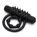 Lovehoney Bionic Bullet Vibrating Penis Ring - Textured Silicone Double Cock Ring - 5 Function Bullet Vibrator - Waterproof - Black