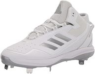 adidas Men's Icon 7 Mid Baseball Shoe, White/Silver Metallic/Silver Metallic, 16 US