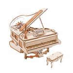 ROKR 3D Puzzles for Adults 1:20 Scale Piano Model Kit with Base 223pcs Wooden Music Box Building Kit Gift for Men Women Hobby for Adults