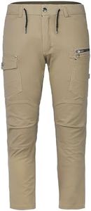 BIG BEE UTILITY Cargo Pants Regular Fit Stretch Cotton Work Trousers Straight Leg Khaki, 32