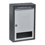 Plantex All in one Multipurpose with Big Size Letter Box for Home/Post Box/Suggestion Box/Complaint Box/Donation Box with Lock Table Top or Wall Mount - (Grey)