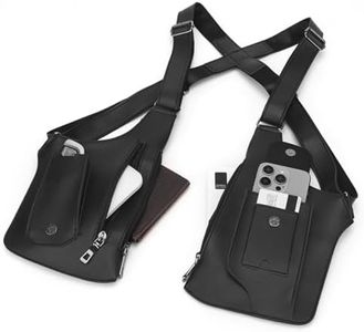 2026 Anti-Theft Double Shoulder Armpit Bag for Men Vest Bag Concealed Carry Holster with Adjustable Straps, Multi-Pocket Underarm Pouch for Travel, Outdoor Running, cycling & Daily Commute etc（black）