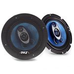 6.5" Three-Way Sound Speaker System - 180 W RMS/360W Power Handling W/ 4 Ohm Impedance and 3/4'' Piezo Tweeter For Car Component Stereo, Round Shaped Pro Full Range Triaxial Loud Audio - Pyle PL63BL