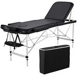 Yaheetech Folding Massage Table Portable Salon Couch Bed Professional Beauty Tattoo Therapy Table with Adjustable Legs 3 Sections