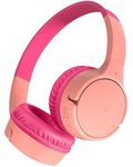 Belkin SoundForm Mini Kids Wireless Headphones with Built-In Microphone, 30H of Playback Time, & Fun Stickers - Over-Ear Headsets for Online Learning, School, Travel, iPhone, iPad, Galaxy - Pink