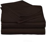 True Luxury 1000-Thread-Count 100% Egyptian Cotton Bed Sheets, 4-Pc Queen Dark Brown Sheet Set, Single Ply Long-Staple Yarns, Sateen Weave, Fits Mattress Upto 18'' Deep Pocket