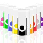 2GB USB Memory Stick 10 Pack, Flash Drive Usb Stick Bulk of 10 PCS 2 GB JBOS USB2.0 Swivel Thumb Drives Gig Stick Jump Drive Disk Key for Fold Digital Date Storage Gift for Client, Mix-Colors