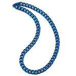 COOLSTEELANDBEYOND 12MM Large Blue Curb Chain, Miami Cuban Chain Necklace for Mens, Hip Hop, Stainless Steel, 24 inches (CA)