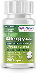 GenCare - Cetirizine HCL 10 mg (200 Caplets) - 24 Hour Allergy Relief Pills - Non Drowsy Generic OTC Allergy Medication - Antihistamine Medicine for Sneezing, Runny Nose & Itchy Eyes - Generic Zyrtec