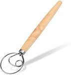 ds. distinctive style Danish Dough Whisk 13 Inch 304 Stainless Steel Dutch Bread Whisk Wooden Handle Sourdough Stir Stick