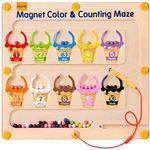JoyCat Magnetic Color and Number Maze - Educational Wooden Color Matching Counting Magnet Puzzle Board - Toddler Fine Motor Skills Learning Toys for 3 4 5 Year Old Girls Boys