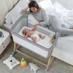 AMKE Baby Bassinets,All mesh Bedside Sleeper,Portable for Safe Co-Sleeping,Adjustable Crib,Baby Bed for Infant Newborn