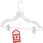 HARDW Clothes Hangers with Clips Plastic Set of 12Pcs Heavy Duty Hangers Dresses, T-Shirts Shirt Hangers for Closet Organization Crystal Clear Hangers for Home, Retail and Home
