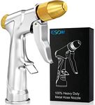 ESOW Garden Hose Nozzle, 100% Heavy Duty Metal Spray Gun with Full Brass Nozzle, 4 Watering Patterns Watering Nozzle- High Pressure Pistol Grip Sprayer for Watering Plants, Car Wash and Showering Dog