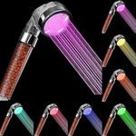 Rovtop LED Shower Head, LED Shower Head with Colour Changing, No Power Supply, High Pressure Water Saving, 7 Colours Change Randomly