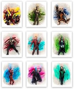 Sight and Sound Art Guardians of the Galaxy Superhero Watercolor Art Unframed Prints | Great Gift Set of 9 (8x10) | Perfect for Boys Room Décor | Man Cave Poster