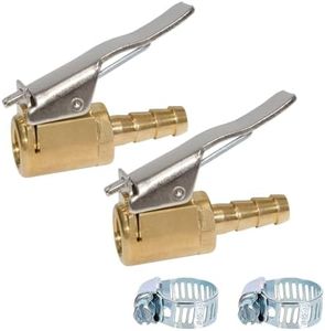 2 PCS Brass Tire Air Chuck with Barb and Clip, Portable Leak-Free Valve for Hose Repair and Car Tire Inflator