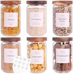 6 Set Glass Pantry Storage Jars wit