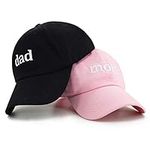 PopCrew Mom & Dad Hat | Funny Embroidered Adjustable Baseball Cap Gift for Couples Parents (Mom & Dad)