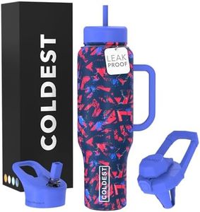 Coldest Tumbler with Handle and Straw - 100% Leak Proof Insulated Tumbler with Lid and Straw (3 Lids) - Stainless Steel Tumblers for Women & Men - Cup Holder Friendly Base, 46 oz (Trailblazer)