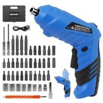 MQUPIN 47 Pieces Cordless Drill Electric Screwdriver 180°Adjustable with Rechargeable Battery & LED Light for Home & Office DIY