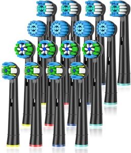 Qitizu Recambios Cepillos Compatible con Braun Oral B Eléctricos Cepillo de Dientes, Cabezales de Repuesto-incluir Precision, Floss, Cross, Sensitive (16 Negro)