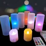 Rechargeable Tea Light Candles with Remtoe Control & Timer, 6pcs Votive Flameless Flickering Tealight Fake Candle for Wedding Party Home Christmas Decoration Seasonal & Festival Celebration (Colorful)