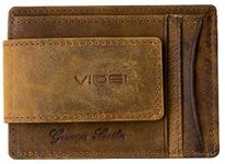 Viosi Genuine Kingston Leather Magnetic Front Pocket Money Clip Made with Powerful RARE EARTH Magnets