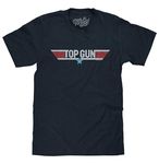 Tee Luv Men's Top Gun Faded Movie Logo Shirt, Navy Blue, XXL