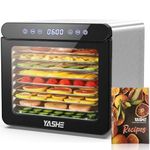 YASHE Food Dehydrator Machine, 9-Tray Dehydrator for Food and Jerky, Herbs, Veggies, Fruits, Up to 75℃ Temperature & 48H Timer, 9 Stainless Steel Trays, 9 Mesh Sieves, 1 Fruit Roll Tray, 800W