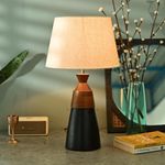 Brick Brown ® Premium Wooden Walnight Lamp with Shade & Bulb | Lamps for Home Decoration | Bedside Lamp | Night Lamp for Living Room | Lamps for Study Room | Night Lamp for Bedroom Side Table