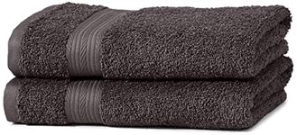 Amazon Basics 2 Hand towel for bathroom, Fade Resistant 100% Cotton Hand Towels, soft absorbent, 2-Pack (50x100 cm), Black