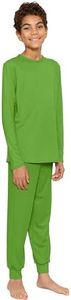 STRETCH IS COMFORT Boy's Cuff Jogger Pants with Crew Neck Top Set Lime Green Medium