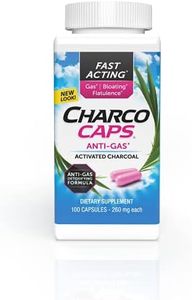 Charcocaps Fast Acting Gas Relief for Bloating & Flatulence, Drug Free Detoxifying Activated Charcoal Formula, 100 Capsules, 30 Day Supply, Pink