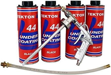 Tekton44 Undercoating for Vehicles Black Sprayable Automotive Undercoating for Cars and Trucks (4 Liter Cans + 1 Spray Gun + 1 Spray Wand)