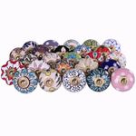 RAJRANG Cabinet Dresser Drawer Knobs Set of 25 Multi Color Assorted Handmade Ceramic Wardrobe Pulls Kitchen Cupboard Handles Wardrobe Hardware Interior Decor