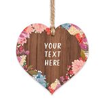 Your text here wooden heart hanging wooden heart | sentimental personalised custom gift for friend with your own special message (Pink)