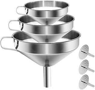 Stainless Steel Kitchen Funnel with Removable Strainer/Filter for Essential/Cooking Oils, Food Grade Metal Funnels for Transferring of Liquid, Fluid, Dry Ingredients & Powder, 5- Inch, HOXHA 3 Packs Silver