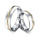 ANAZOZ Engraved Rings for Couples,Rings Round Cubic Zirconia Wedding Rings Him and Her Promise Rings for Couples Stainless Steel Ring Women Men