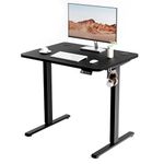 ERGOMAKER Electric Height Adjustable Standing Desk 80x60cm (31.5"x23.6"), Sit Stand Desk with Splicing Top for Home Office (Black Frame + Black Desktop)